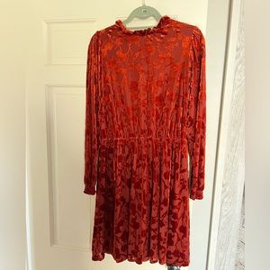 Banana Republic Burnt Orange/Red Velvet dress
